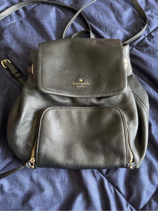 kate spade Handbags - kate spade black pebbled leather mini backpack with gold logo
